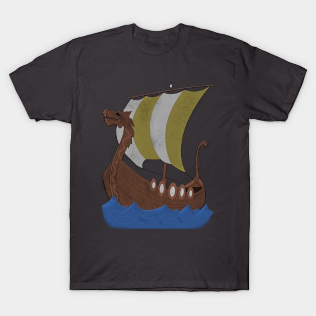 Viking Ship yellow with water T-Shirt by Pikolik